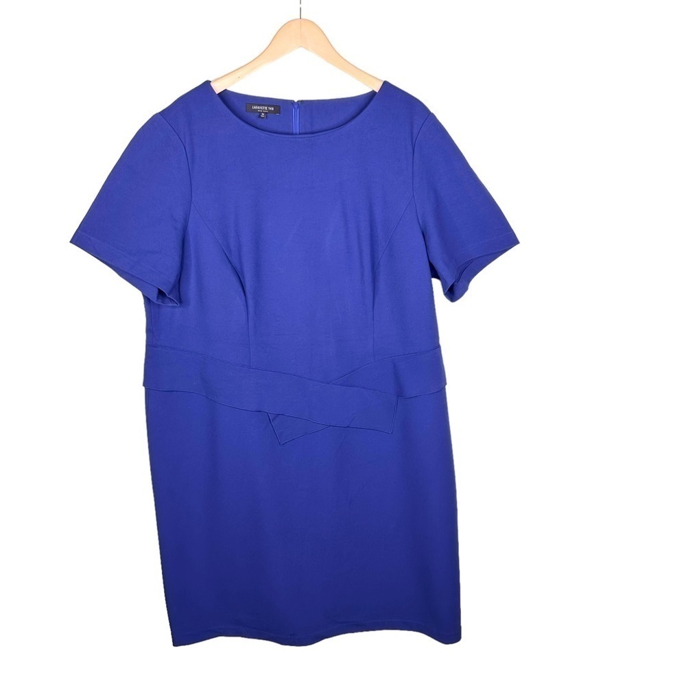 Lafayette 148 New York cobalt blue dress stretch short sleeves plus 22